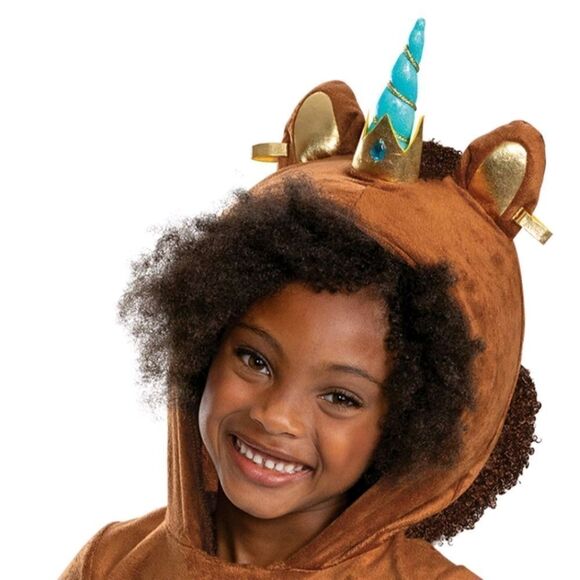 Girl's Deluxe Afro Unicorn Jumpsuit Costume - Disguise Costumes, Size S 4-6 - Picture 4 of 12